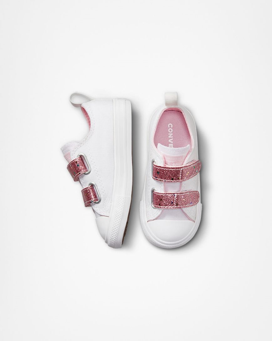 Zapatillas Bajas Converse Chuck Taylor All Star Easy-On Glitter Strap Niña Blancas Naranjas Rosas Blancas | PE 5P7WEL